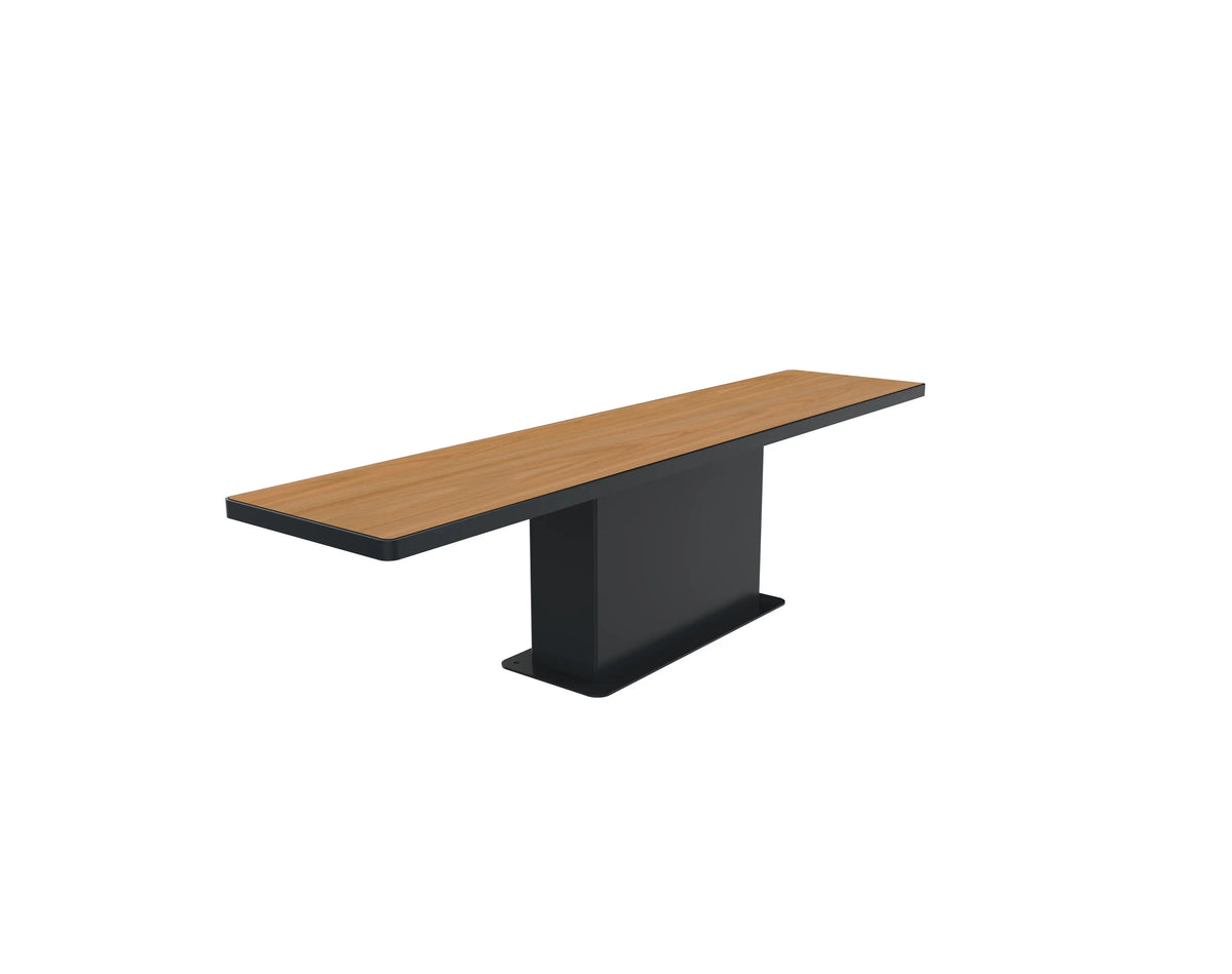 Banquette Buton Louxor aspect teck, 1,80 m sans dossier