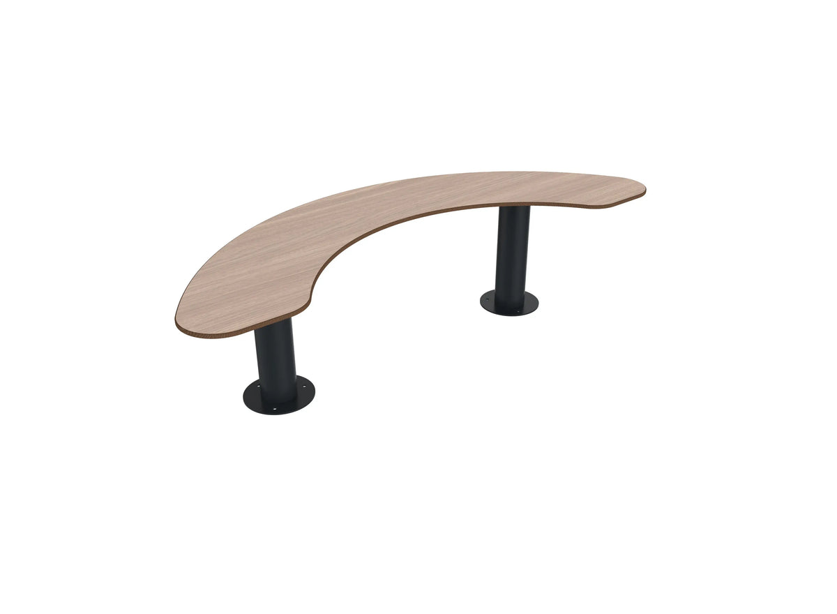 Banquette Madrid courbe 3 places, assise pleine en compact chêne clair