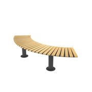 Banquette Madrid serpentin en bois de robinier sur structure acier anthracite