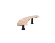 Banquette Madrid serpentin 3 places, compact HPL chêne clair effet lames