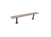 Banquette Nairobi 3 places sans dossier en compact chêne clair sur pieds cylindriques gris
