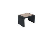 Banquette New York 1 place, assise compact plein + lames chêne clair, pied acier roulé