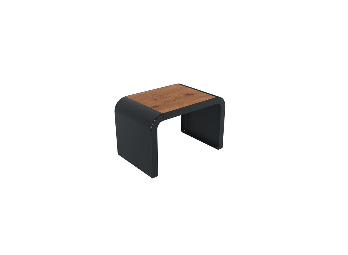 Tabouret urbain New York sans dossier en compact pin tyrol sur structure RAL 7016