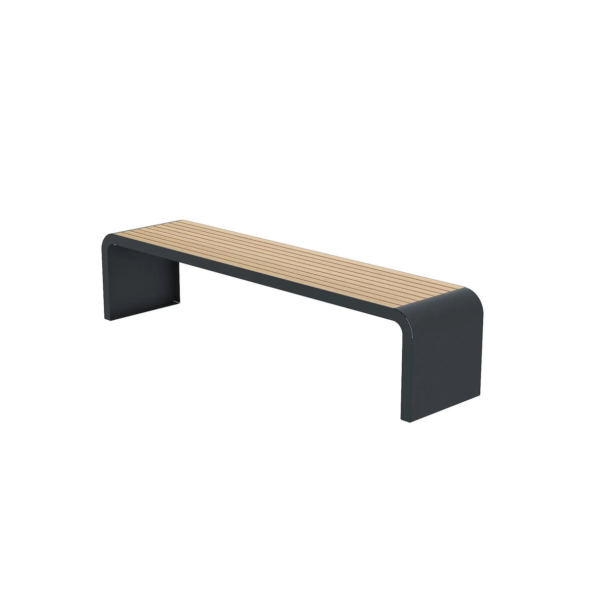 Assise longue New York 2 m en compact effet lames aspect chêne clair, structure gris anthracite