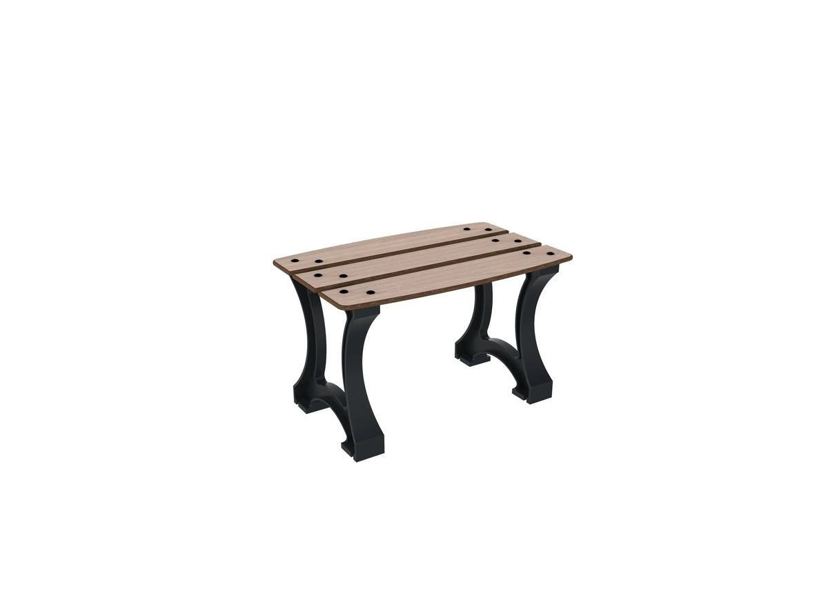Banquette Prague 1 place, lames arrondies compact chêne clair sur pieds fonte