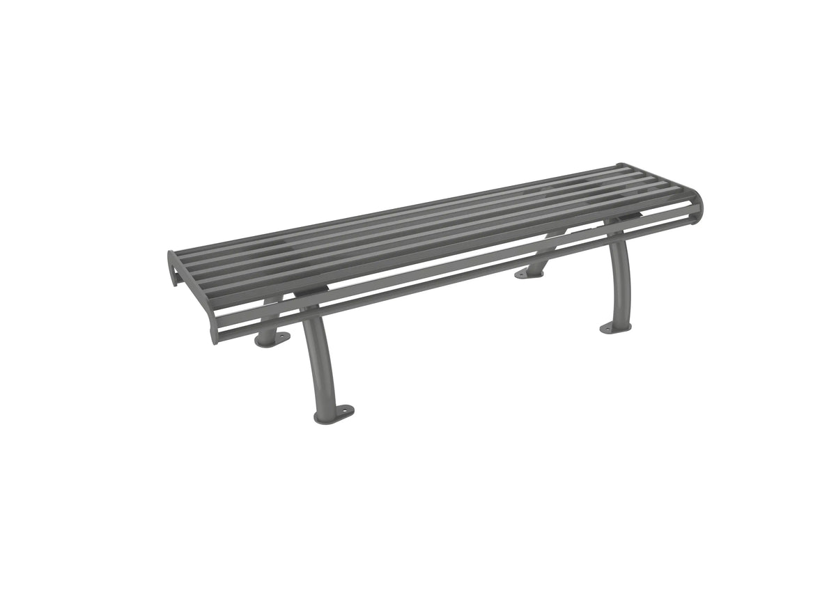 Banquette métal tubulaire Sydney gris aluminium RAL 9006, assise galbée