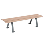 Banquette Sydney 3 places à lames en compact chêne clair, châssis autoporteur RAL 7016