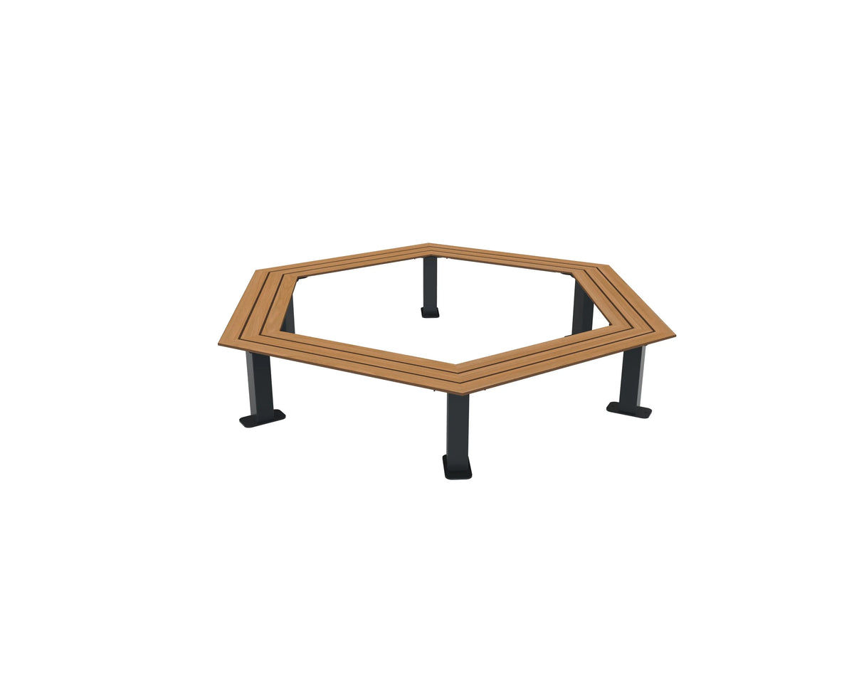 Banquette Buton Madrid tour d'arbre en compact HPL pin tyrol