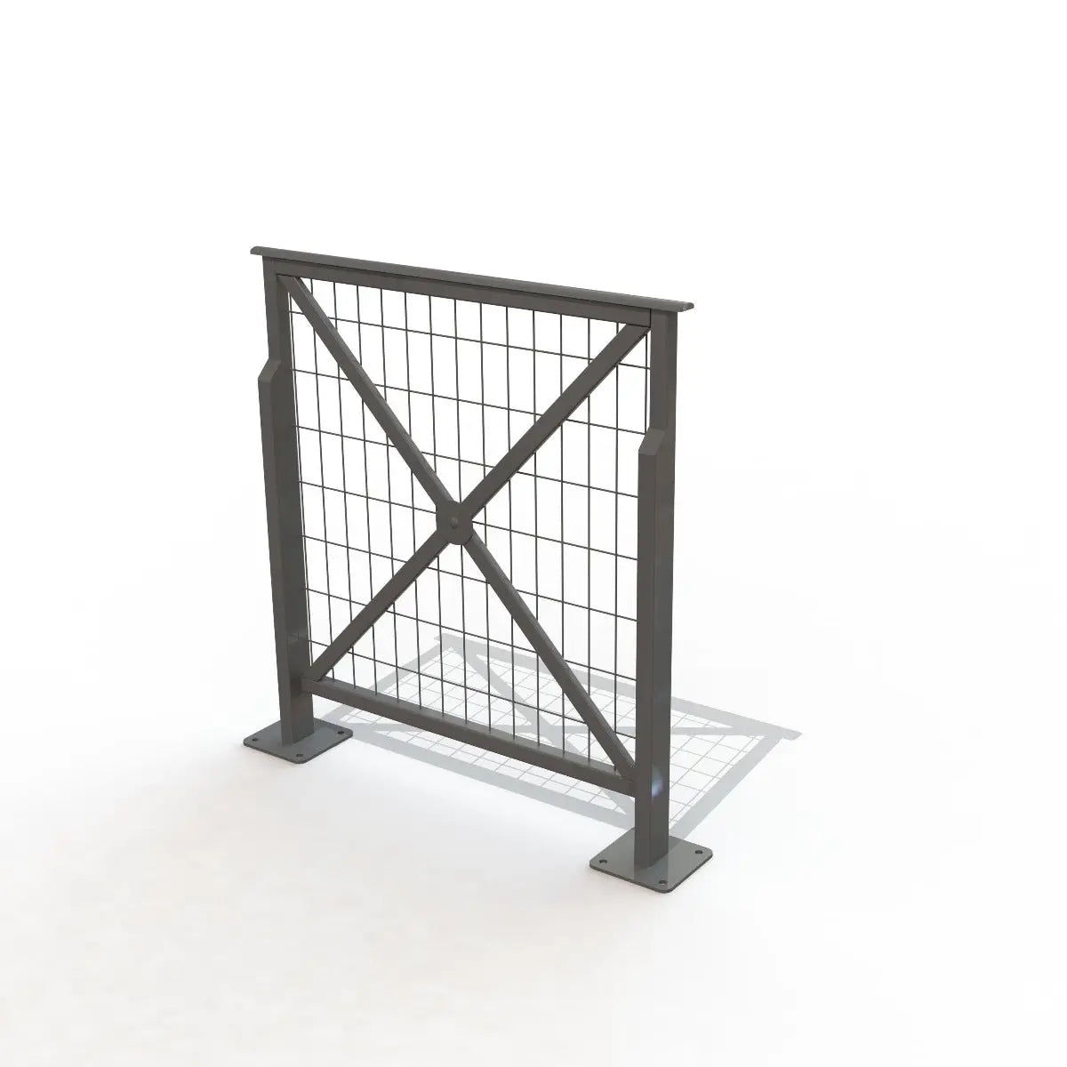 Barrière urbaine grillagée robuste avec pose par scellement et coloris au choix