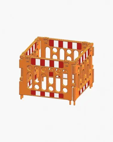 Barrière de regard orange en polypropylène 1200 x 1200 mm (lot de 4)-Sans pieds - France Collectivités