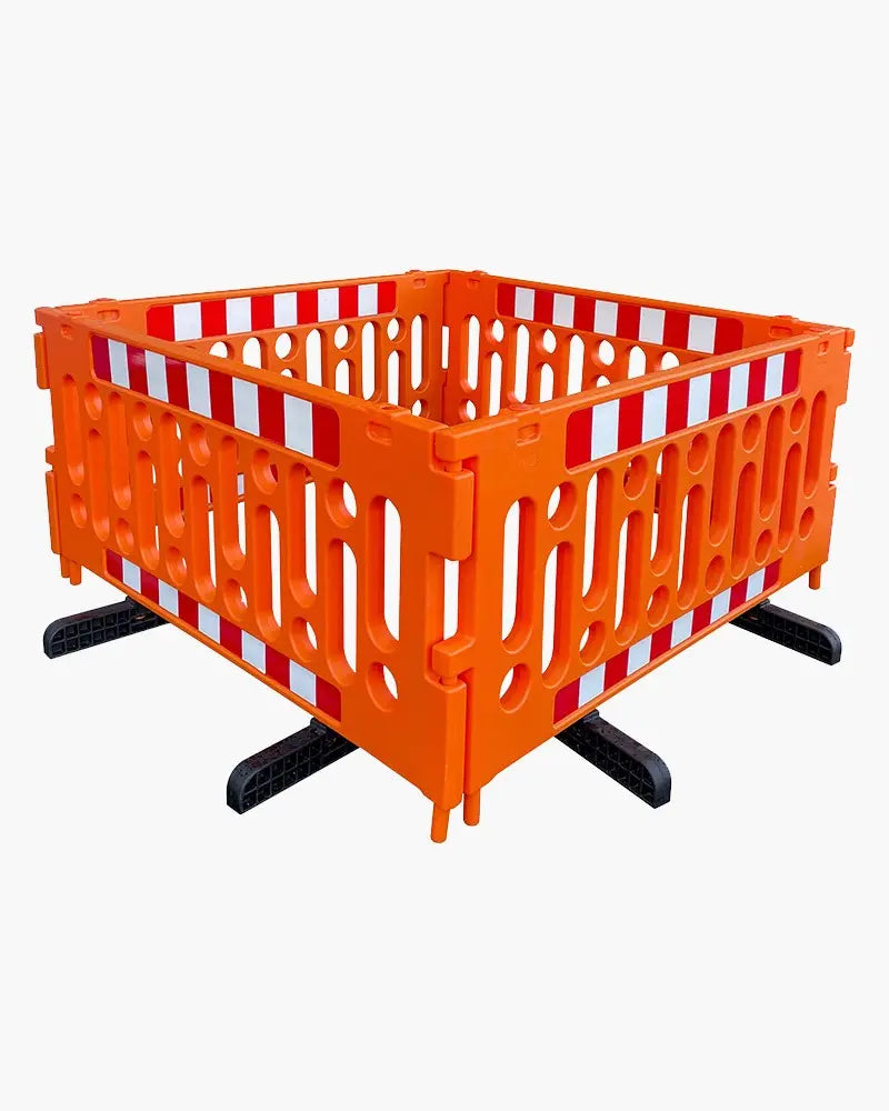 4 barrières polypro orange avec bandes réfléchissantes - France Collectivités