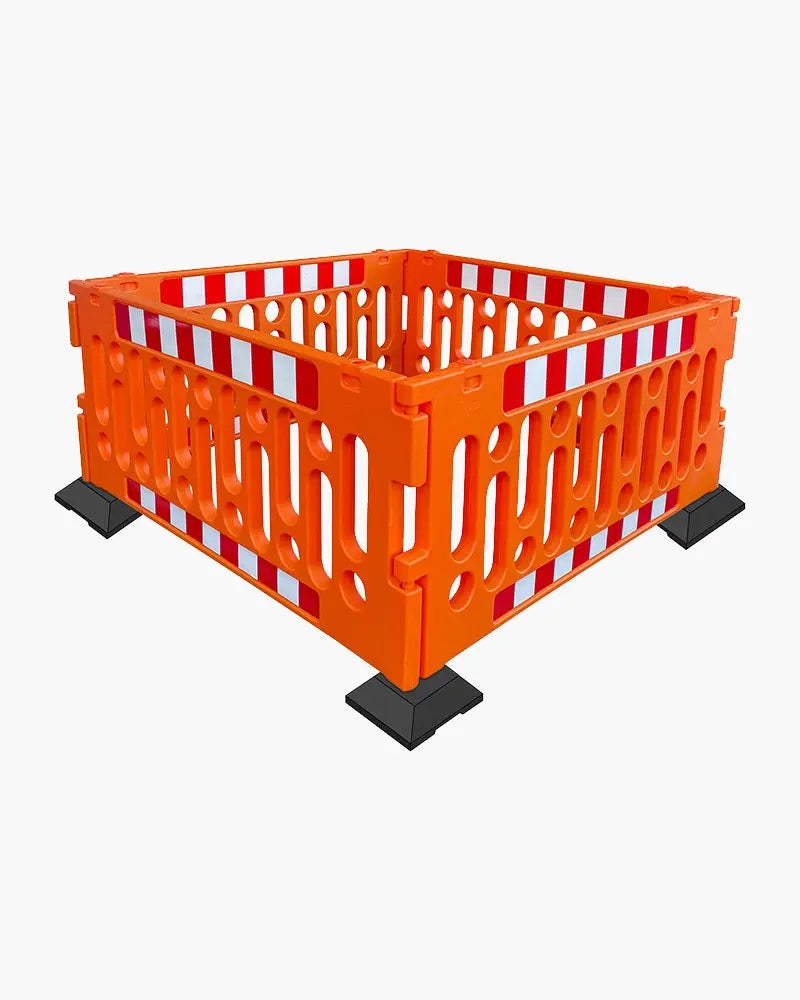 4 barrières polypro orange avec bandes réfléchissantes - France Collectivités