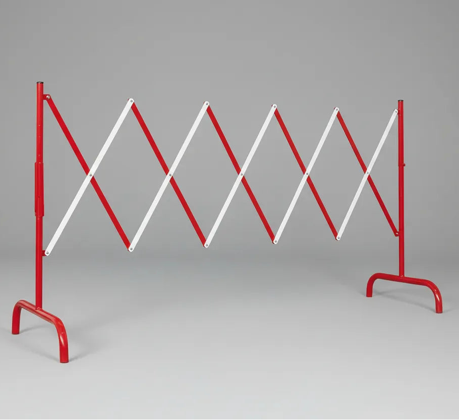 Barrière extensible acier 3 m rouge et blanc (lot de 4) Procity