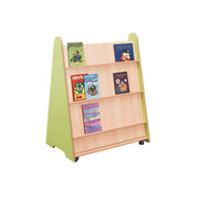 Bibliothèque enfant 2 faces présentée en coloris vert, visuel non contractuel (coloris vert plus fabriqué)