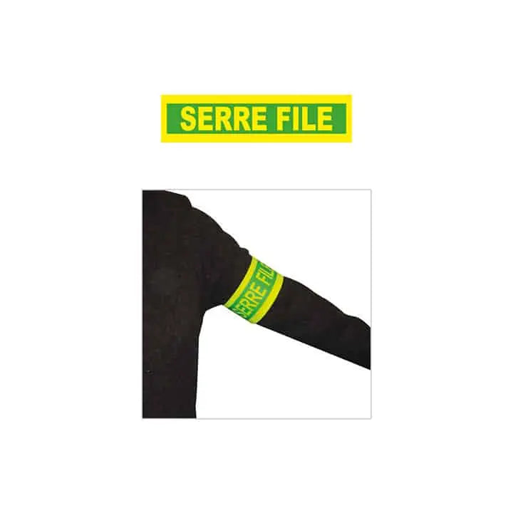 Brassard Serre-file jaune fluo Farmor BRA 9520 SF pour fermer la marche lors d'une évacuation