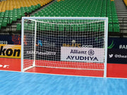 Buts de futsal 3 × 2 m aluminium Ø 80 mm, mobiles et repliables, avec ancrages