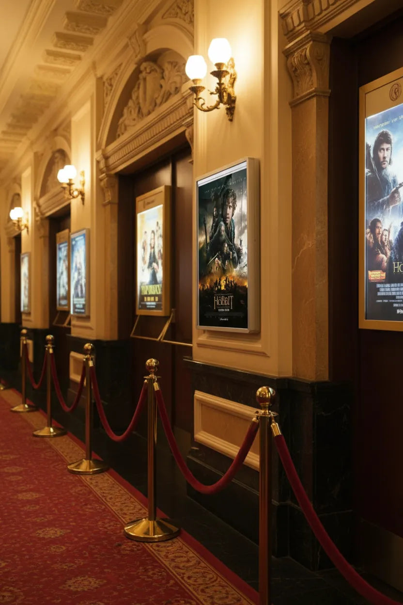 Caisson d'affiche pour cinéma en aluminium anodisé