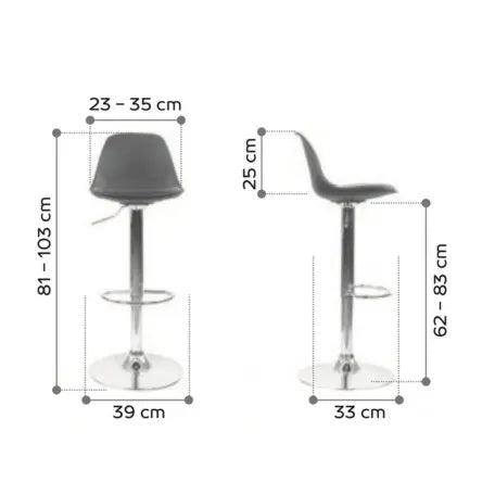 Tabouret haut noir réglable en hauteur July (lot de 2) france collectivités