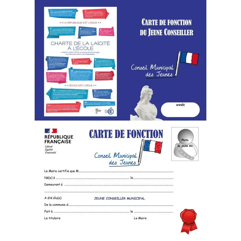 Carte de fonction du jeune élu - conseil municipal jeune ou enfant france collectivités