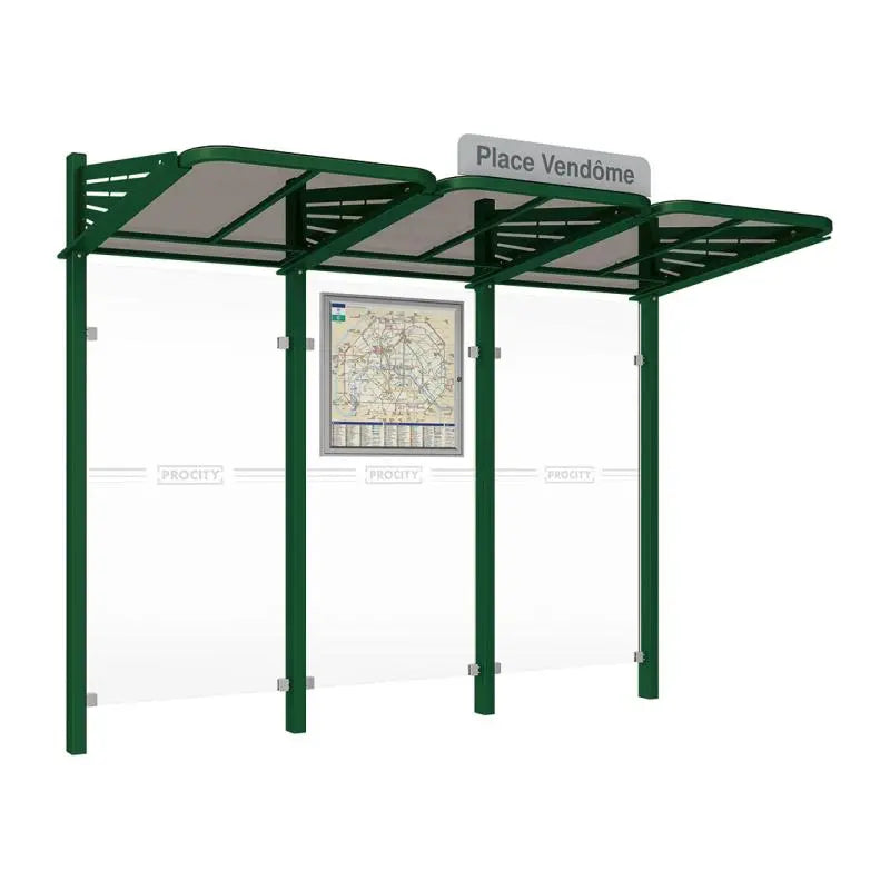 Abribus Conviviale® avec bardages verre Procity