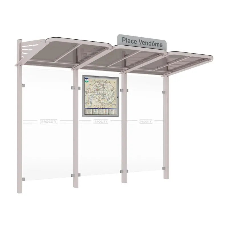 Abribus Conviviale® avec bardages verre Procity