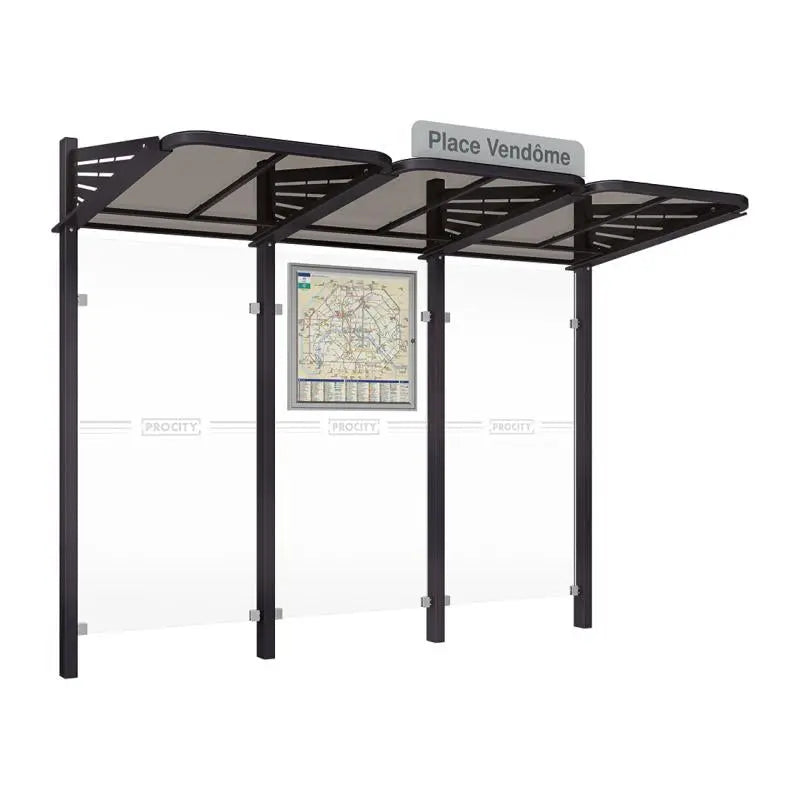 Abribus Conviviale® avec bardages verre Procity