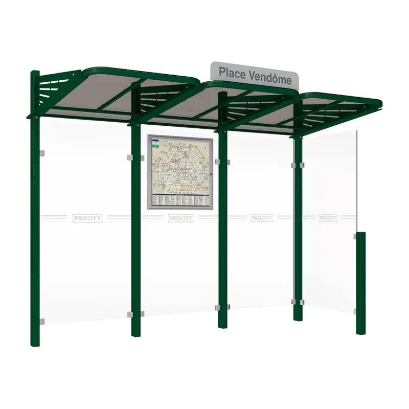 Abribus Conviviale® avec bardages verre Procity