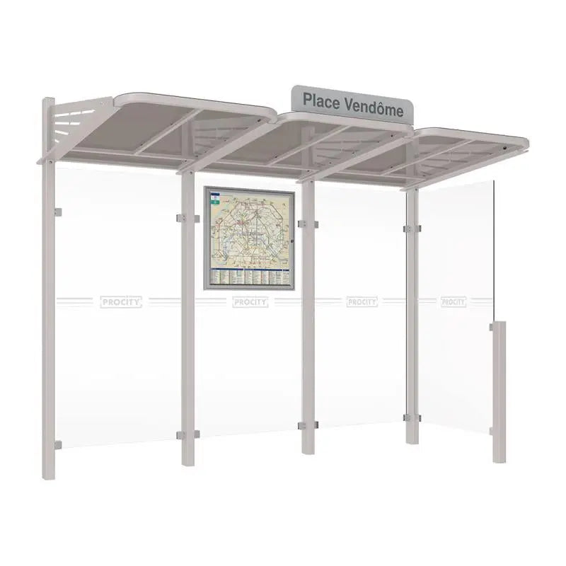 Abribus Conviviale® avec bardages verre Procity