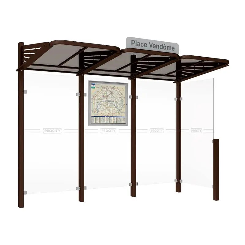 Abribus Conviviale® avec bardages verre Procity