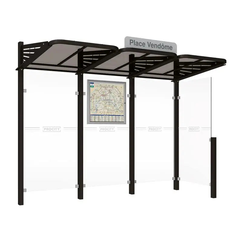 Abribus Conviviale® avec bardages verre Procity