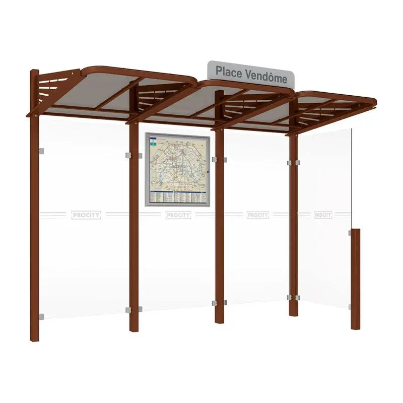 Abribus Conviviale® avec bardages verre Procity