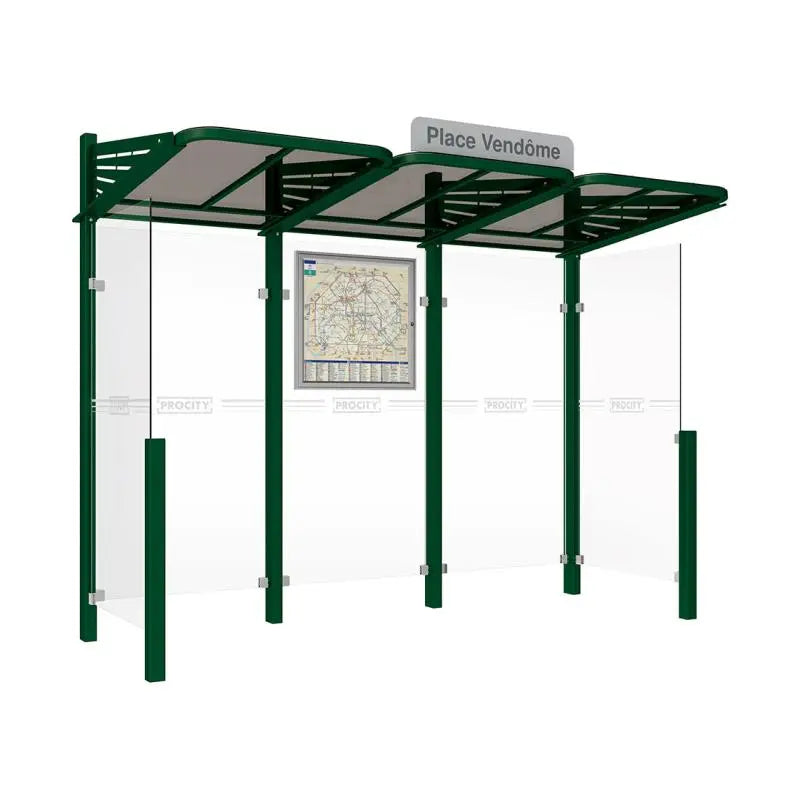 Abribus Conviviale® avec bardages verre Procity