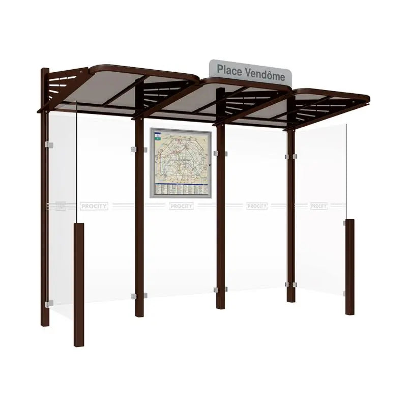Abribus Conviviale® avec bardages verre Procity