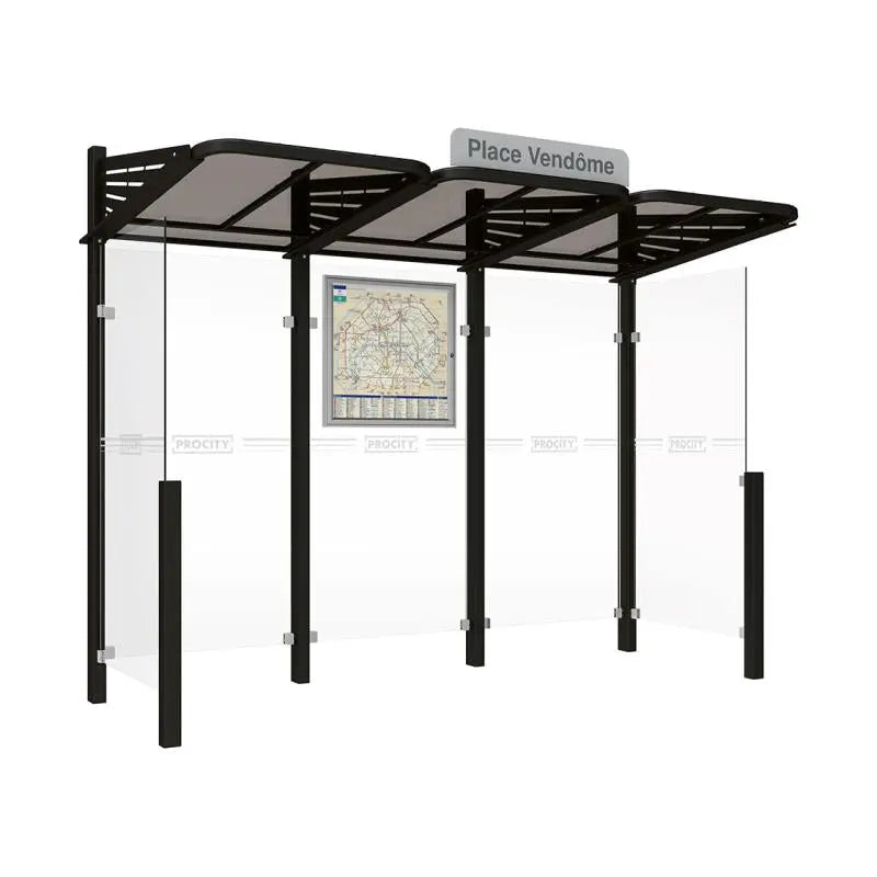 Abribus Conviviale® avec bardages verre Procity