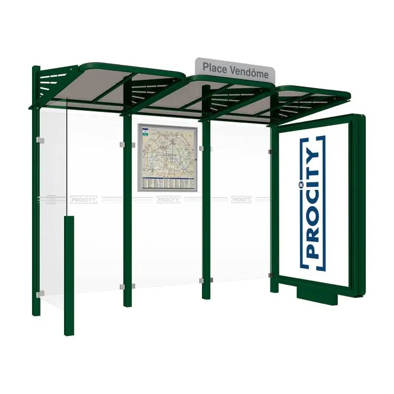 Abribus Conviviale® avec bardages verre Procity