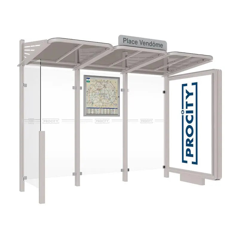 Abribus Conviviale® avec bardages verre Procity