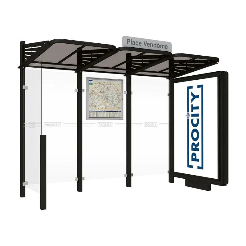 Abribus Conviviale® avec bardages verre Procity