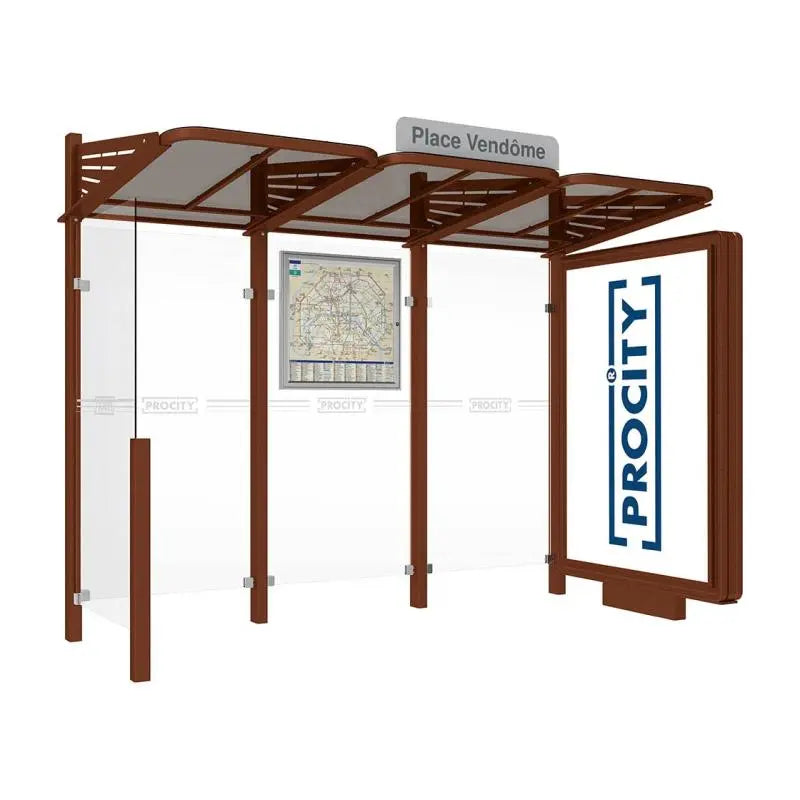 Abribus Conviviale® avec bardages verre Procity