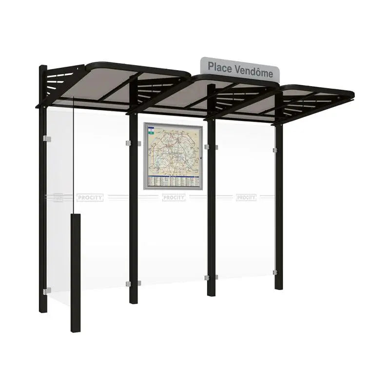 Abribus Conviviale® avec bardages verre Procity