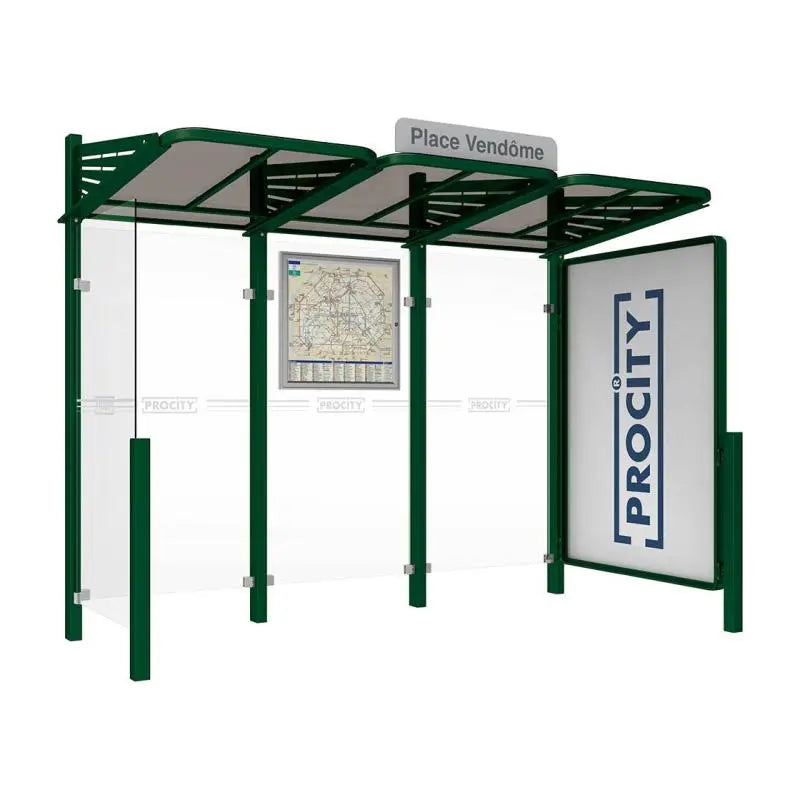 Abribus Conviviale® avec bardages verre Procity