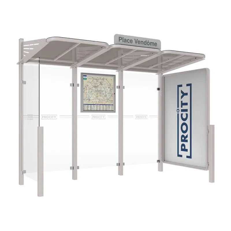 Abribus Conviviale® avec bardages verre Procity