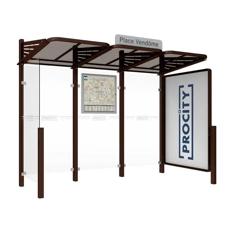 Abribus Conviviale® avec bardages verre Procity