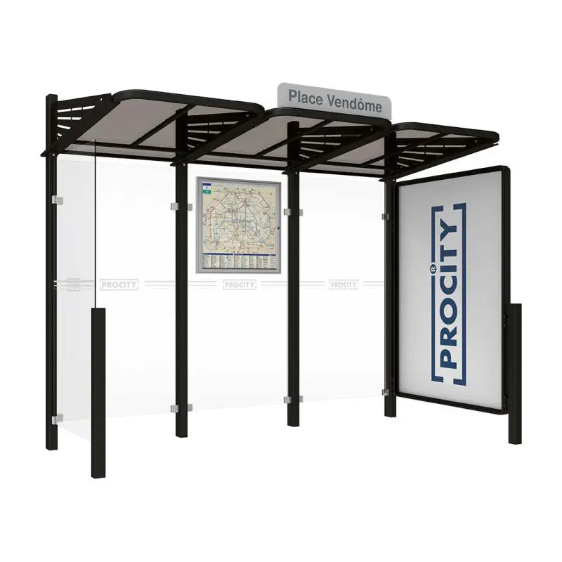 Abribus Conviviale® avec bardages verre Procity