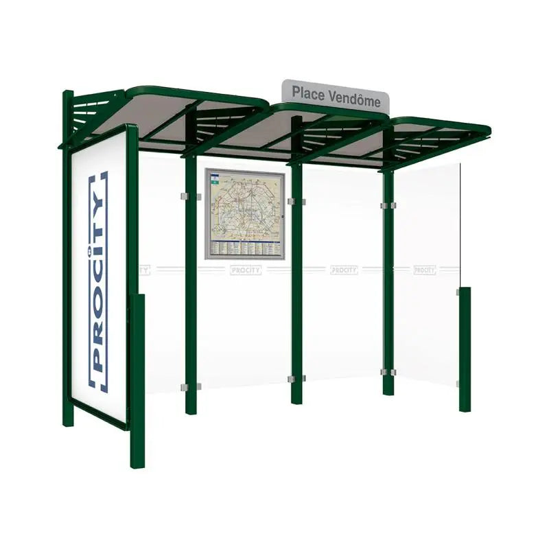 Abribus Conviviale® avec bardages verre Procity