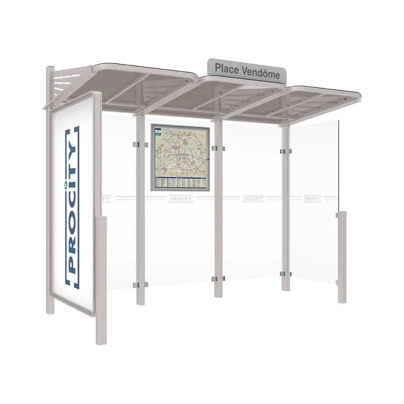 Abribus Conviviale® avec bardages verre Procity