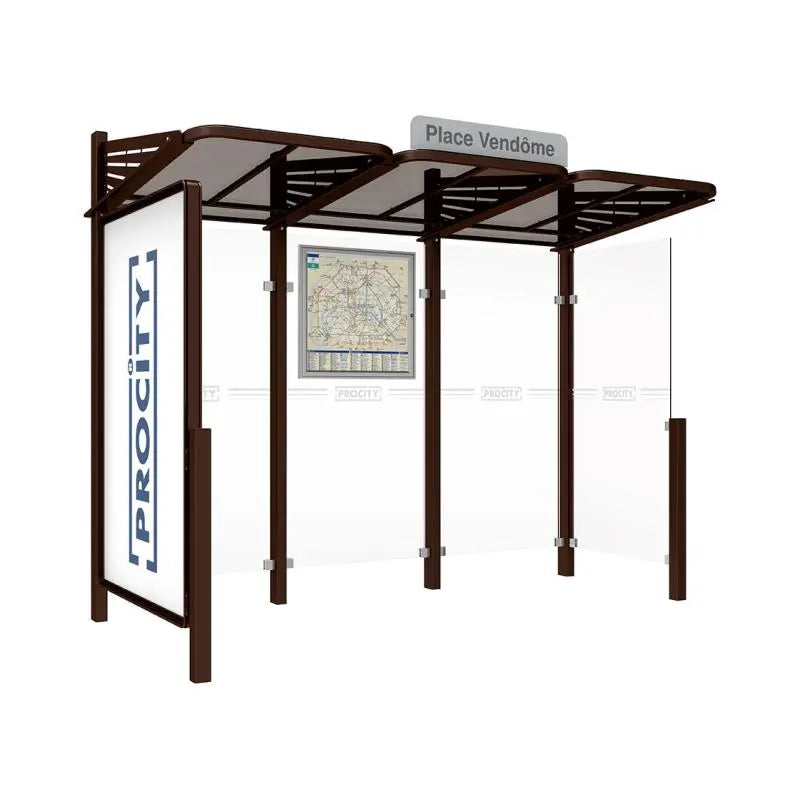 Abribus Conviviale® avec bardages verre Procity