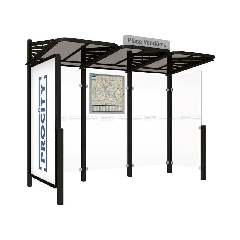 Abribus Conviviale® avec bardages verre Procity
