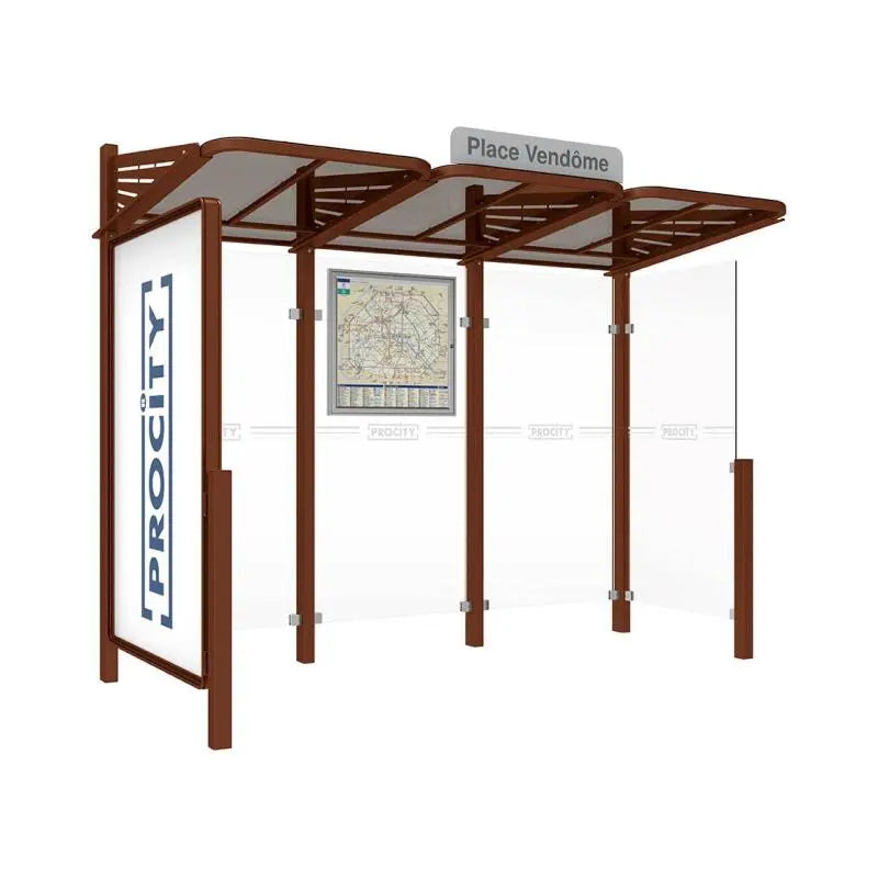 Abribus Conviviale® avec bardages verre Procity