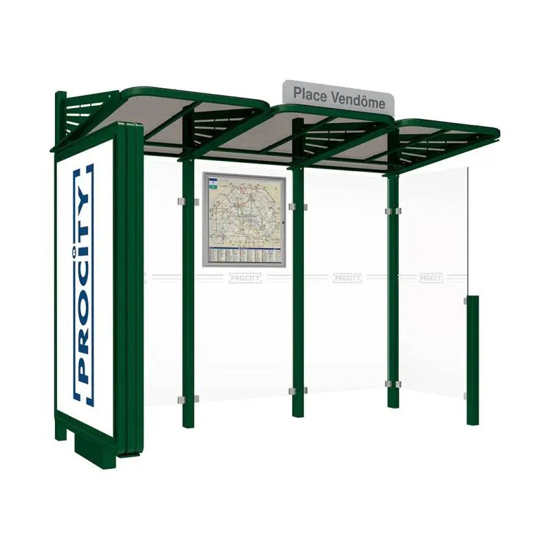 Abribus Conviviale® avec bardages verre Procity