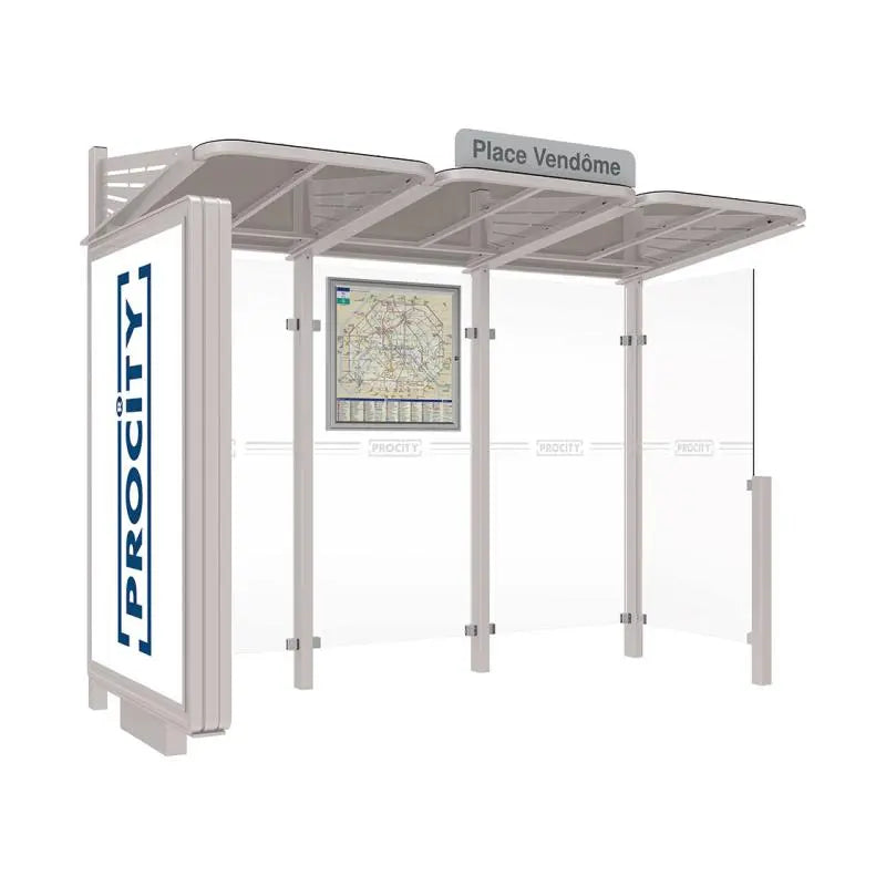 Abribus Conviviale® avec bardages verre Procity